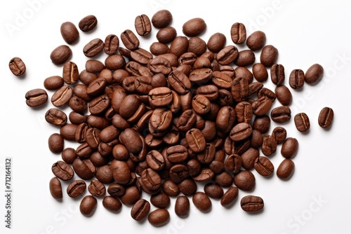 Roasted coffee beans isolated on a white background