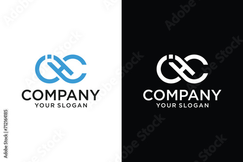 Letter H corporate style infinity shape blue logo design