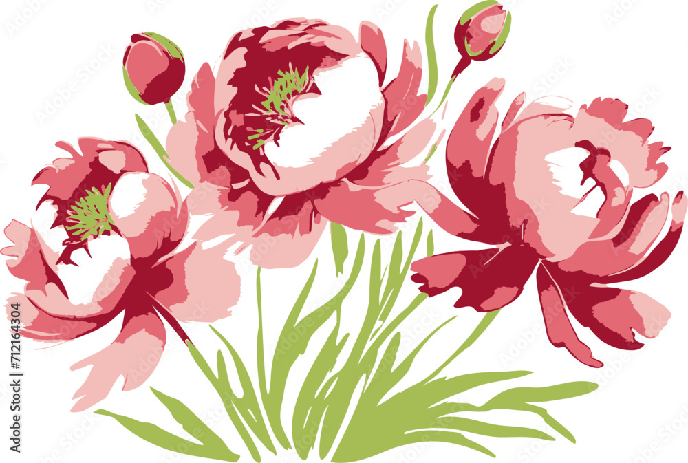 a bouquet of beautiful red peonies, a postcard