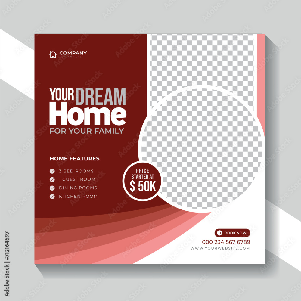Real estate luxury house social media post and  banner and template.