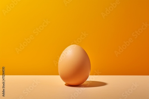Chicken egg, peach background, copy space