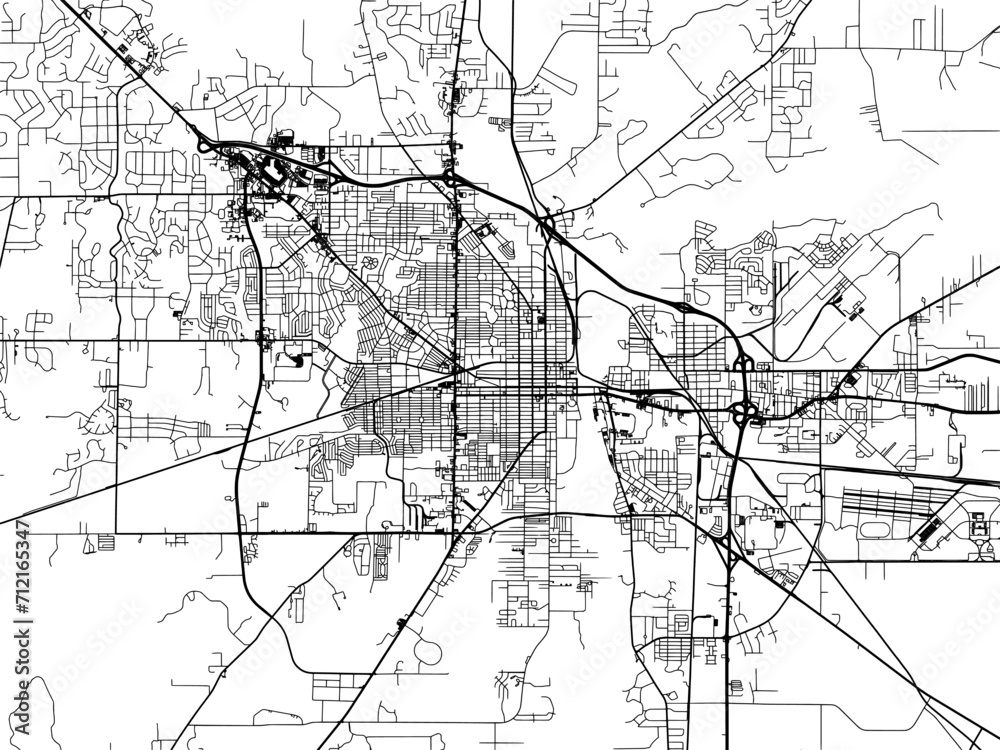 Vector road map of the city of  Albany  Georgia in the United States of America with black roads on a white background.