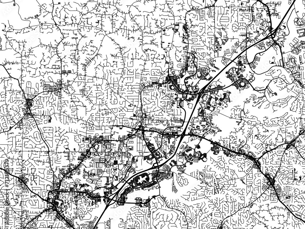 Vector road map of the city of Alpharetta in the United States of America with black