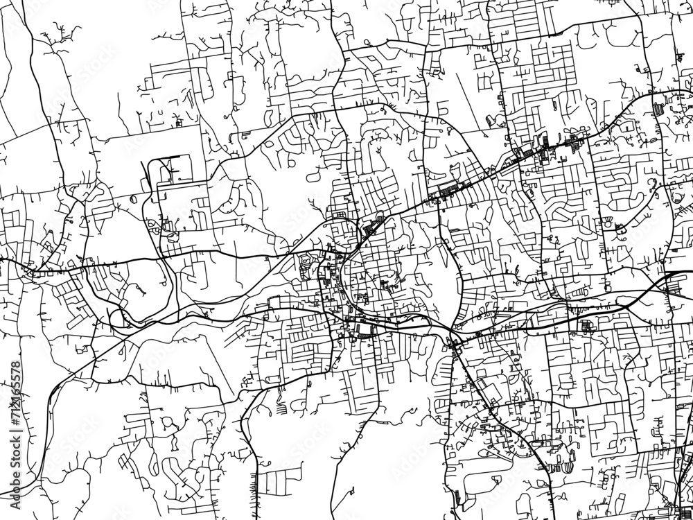 Vector road map of the city of  Bristol  Connecticut in the United States of America with black roads on a white background.