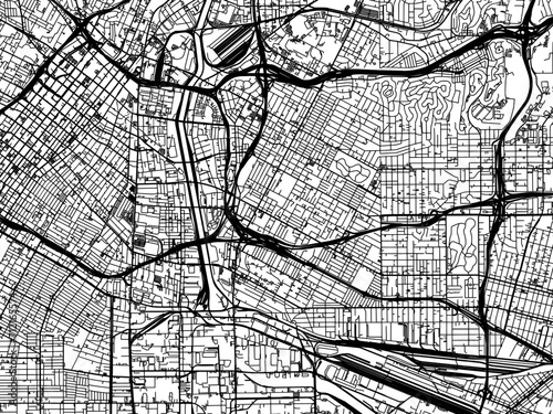 Vector road map of the city of  Boyle Heights  California in the United States of America with black roads on a white background. photo