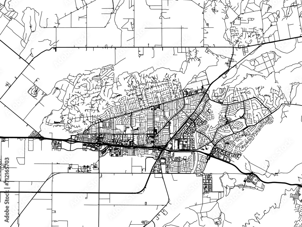 Naklejka premium Vector road map of the city of Camarillo California in the United States of America with black roads on a white background.