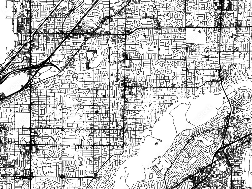 Fototapeta premium Vector road map of the city of Carmichael California in the United States of America with black roads on a white background.