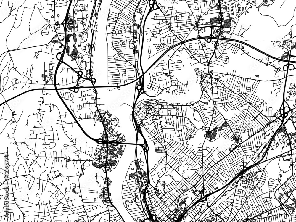 Vector road map of the city of  Chicopee  Massachusetts in the United States of America with black roads on a white background.