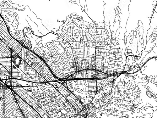 Vector road map of the city of Castro Valley California in the United States of America with black roads on a white background.