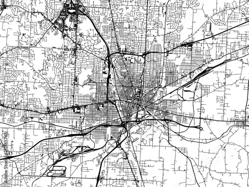 Vector road map of the city of  Canton  Ohio in the United States of America with black roads on a white background.