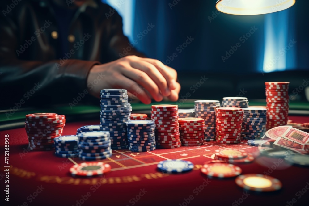 man play with casino poker table man play with casino poker table