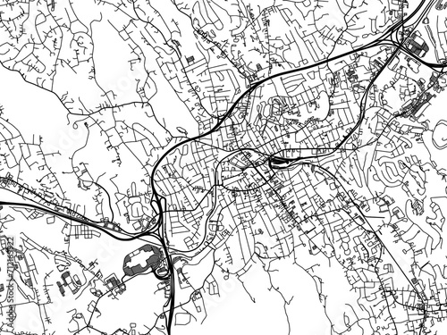 Vector road map of the city of  Danbury  Connecticut in the United States of America with black roads on a white background. photo