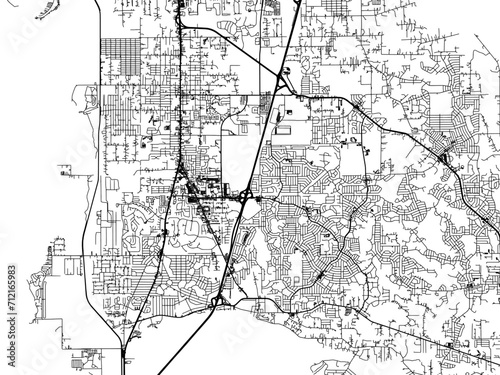 Vector road map of the city of  Deltona  Florida in the United States of America with black roads on a white background. photo