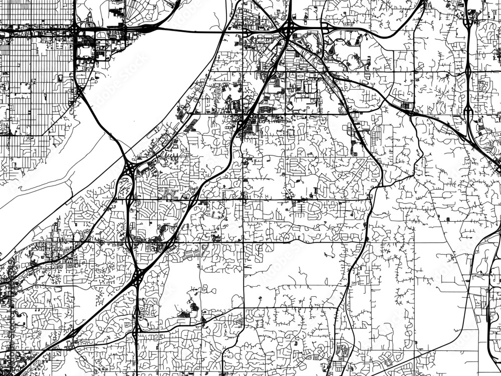 Vector road map of the city of  Eagan  Minnesota in the United States of America with black roads on a white background.