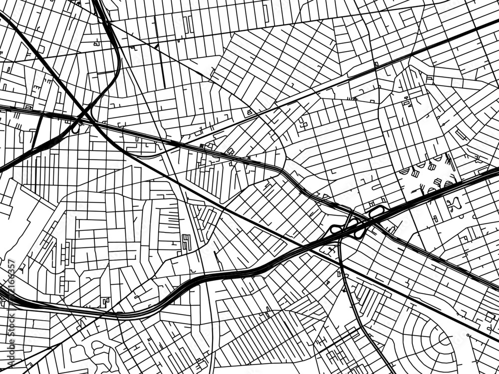 Vector road map of the city of  Elmhurst  New York in the United States of America with black roads on a white background.