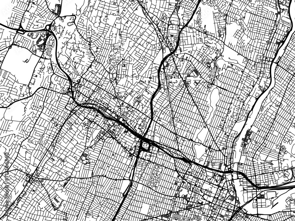 Vector road map of the city of  East Orange  New jersey in the United States of America with black roads on a white background.