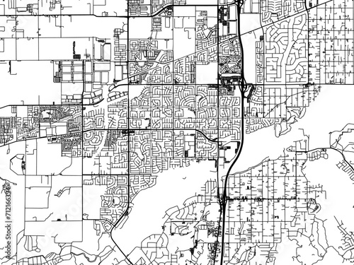 Vector road map of the city of  Eastvale  California in the United States of America with black roads on a white background.