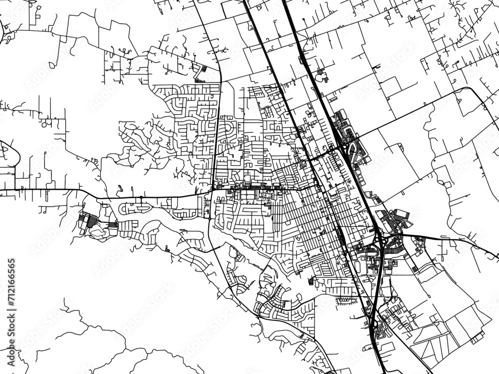 Vector road map of the city of  Gilroy  California in the United States of America with black roads on a white background.