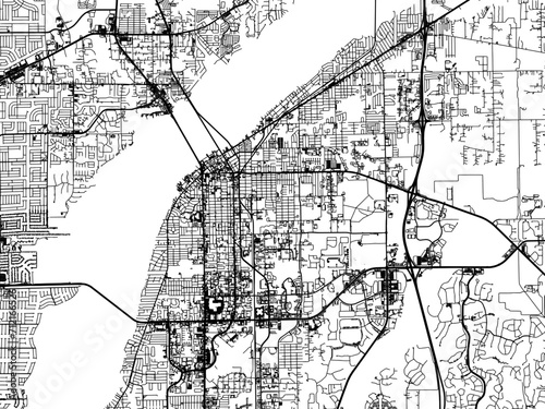 Vector road map of the city of  Fort Myers  Florida in the United States of America with black roads on a white background. photo