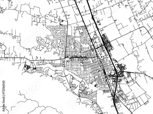 Vector road map of the city of Gilroy California in the United States of America with black roads on a white background.