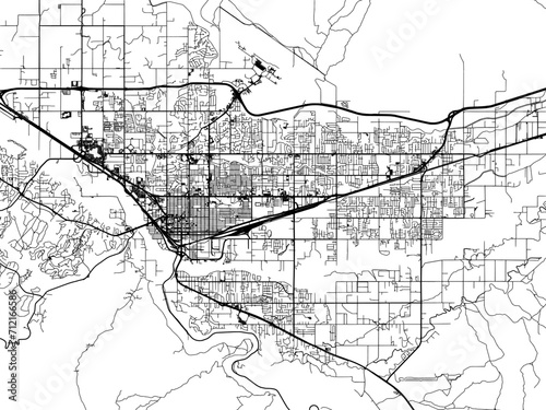 Vector road map of the city of  Grand Junction  Colorado in the United States of America with black roads on a white background.