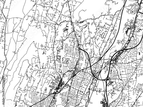 Vector road map of the city of Hamden Connecticut in the United States of America with black roads on a white background.