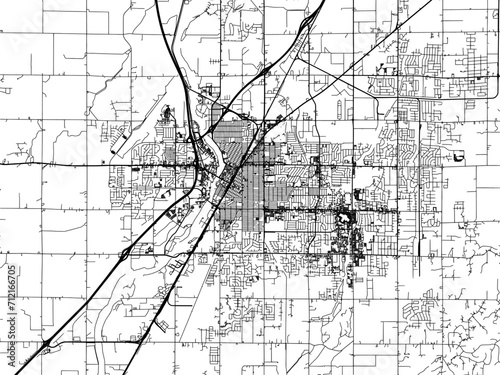 Vector road map of the city of  Idaho Falls  Idaho in the United States of America with black roads on a white background.