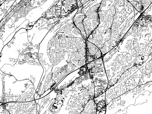 Vector road map of the city of Hoover Alabama in the United States of America with black roads on a white background. © Map Graphics