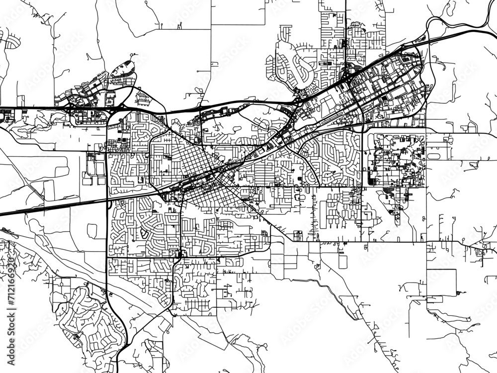Vector road map of the city of  Livermore  California in the United States of America with black roads on a white background.