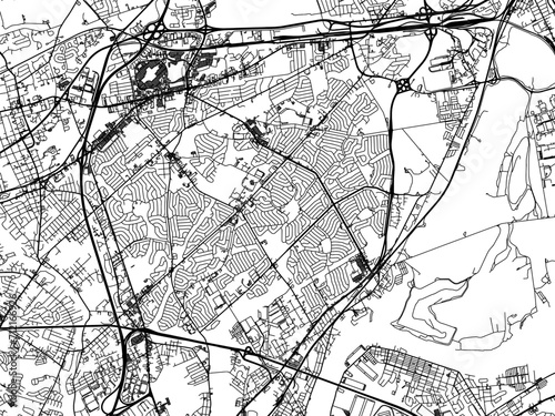 Vector road map of the city of  Levittown  Pennsylvania in the United States of America with black roads on a white background.