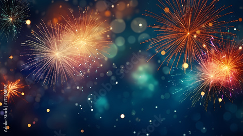 Beautiful fireworks background at night for holiday decoration