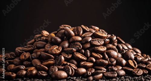 coffee bean pile for black background, vibrant stage backdrops © olegganko