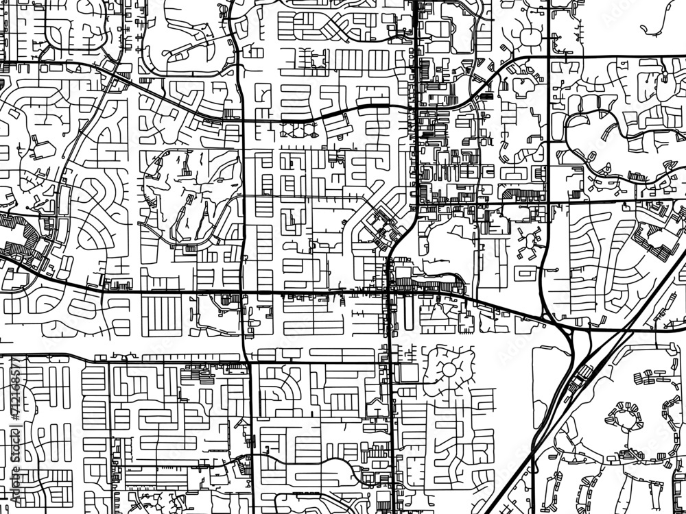 Fototapeta premium Vector road map of the city of Margate Florida in the United States of America with black roads on a white background.
