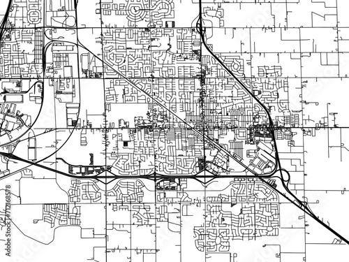 Vector road map of the city of  Manteca  California in the United States of America with black roads on a white background.