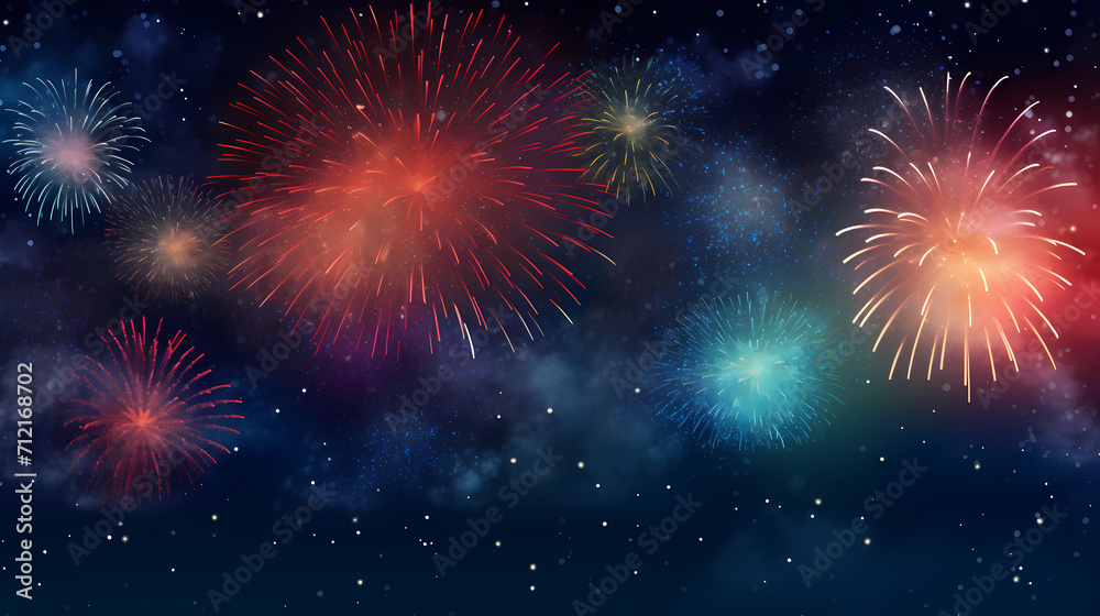 Beautiful fireworks background at night for holiday decoration