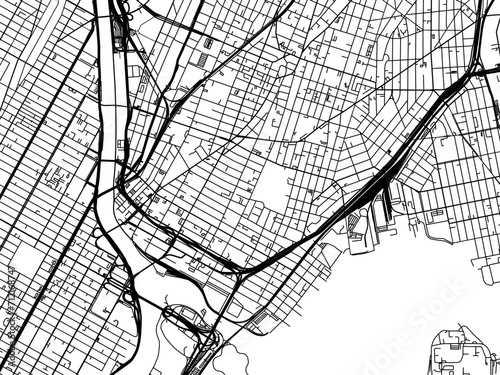 Vector road map of the city of  Mott Haven  New York in the United States of America with black roads on a white background. photo