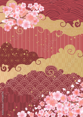 春の桜和風背景
