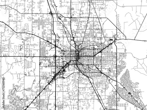 Vector road map of the city of  Ocala  Florida in the United States of America with black roads on a white background. photo