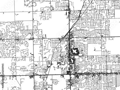Vector road map of the city of  Orland Park  Illinois in the United States of America with black roads on a white background. photo