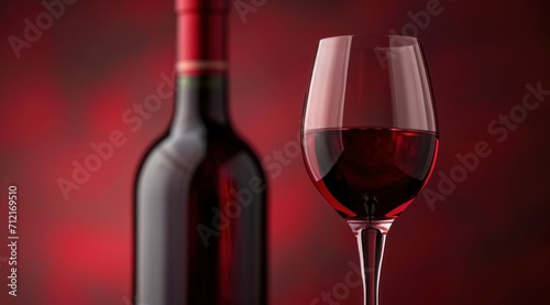 close up of red wine bottle and a glass