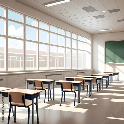 beautiful vector-look background of school classroom , pastel muted soft-key tone colours