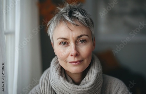 a woman sitting in a living room