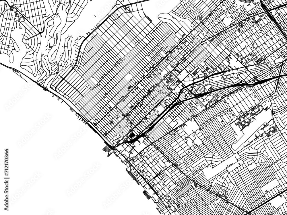 Vector road map of the city of Santa Monica California in the United