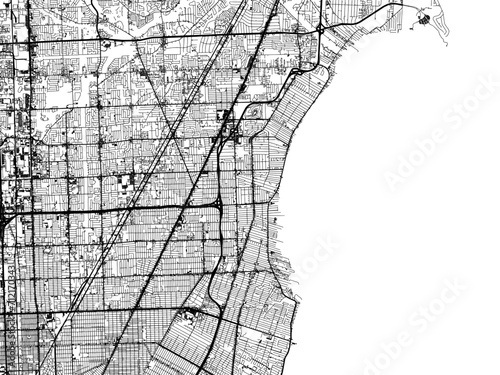 Vector road map of the city of  Saint Clair Shores  Michigan in the United States of America with black roads on a white background. photo