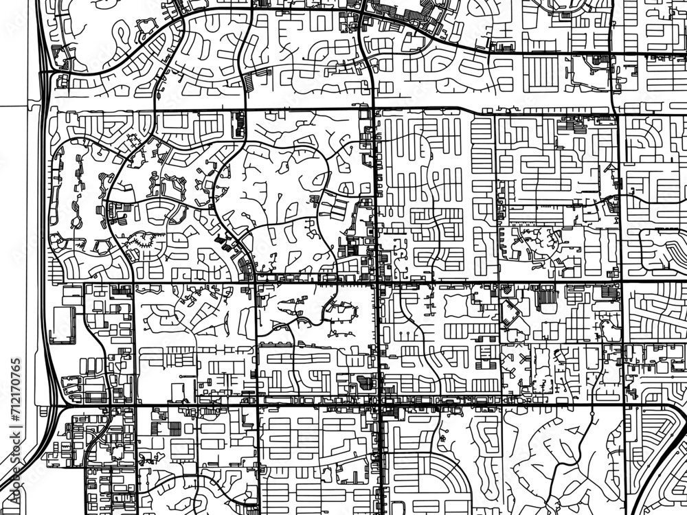 Vector road map of the city of  Tamarac  Florida in the United States of America with black roads on a white background.