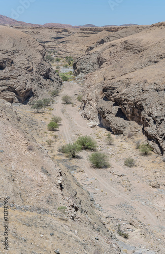 dry creek bed in Naukluft desert, near Gaub pass, Namibia