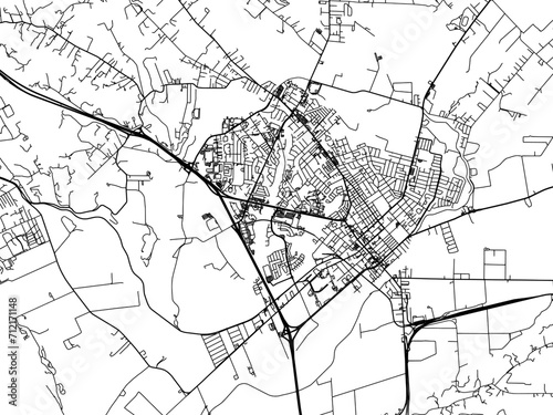 Vector road map of the city of  Watsonville  California in the United States of America with black roads on a white background.