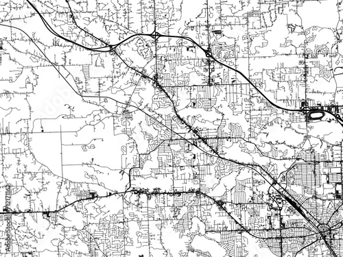 Vector road map of the city of Waterford Michigan in the United States of America with black roads on a white background.