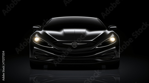 Realistic Black Vector 3D Car illustration dark night © Ashley