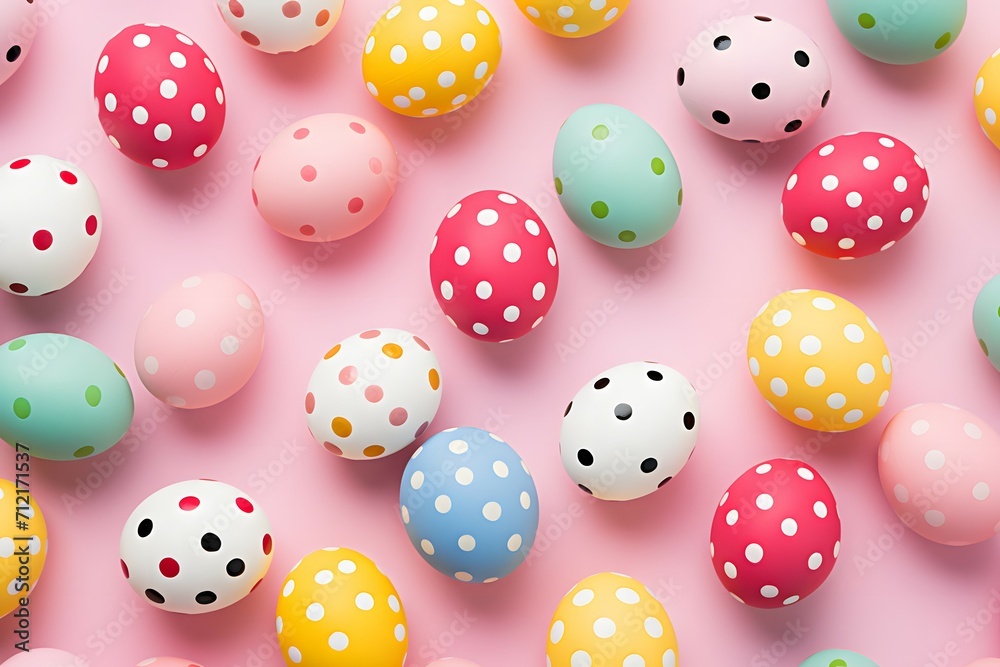 Easter Celebration: Polka-Dotted Eggs on Pink Easter Celebration: Polka-Dotted Eggs on Pink